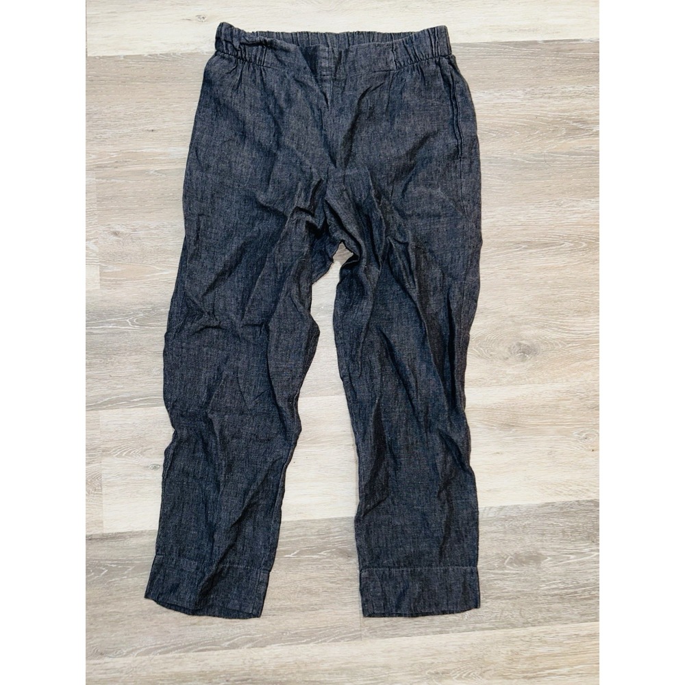 FLAX Black Indigo Linen Pants Small